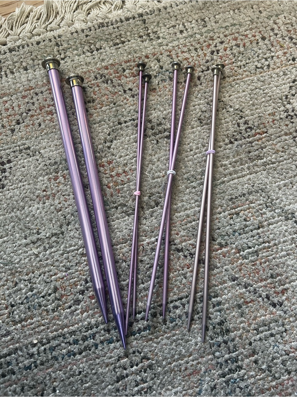 Set of Metallic Lavender Knitting Needles